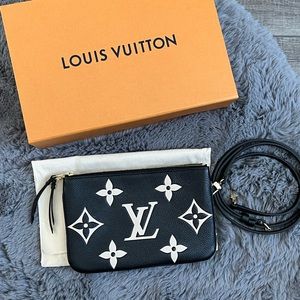 Louis Vuitton Double Zip Pochette Bicolor Monogram Empreinte Leather